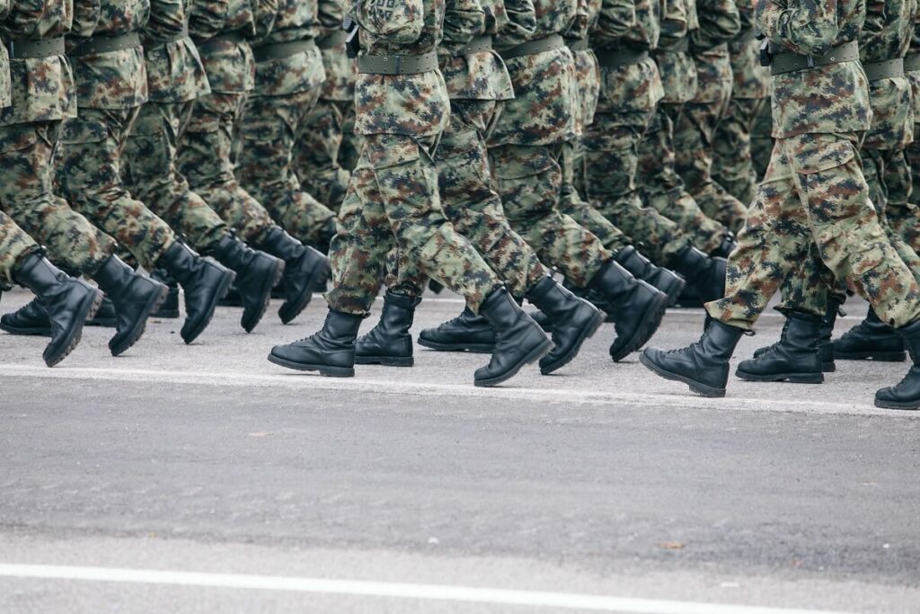 army of soldiers marching